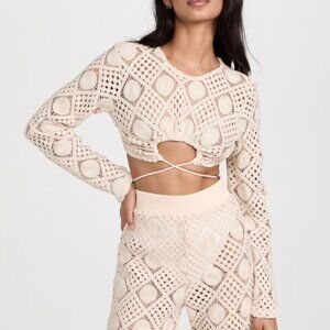 Andrea Iyamah Hira Key Hole Crochet Crop Top